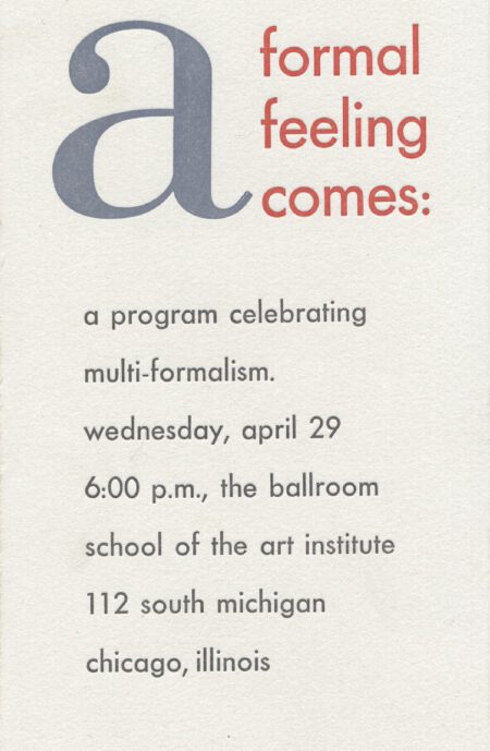 Series: A Formal Feeling Comes