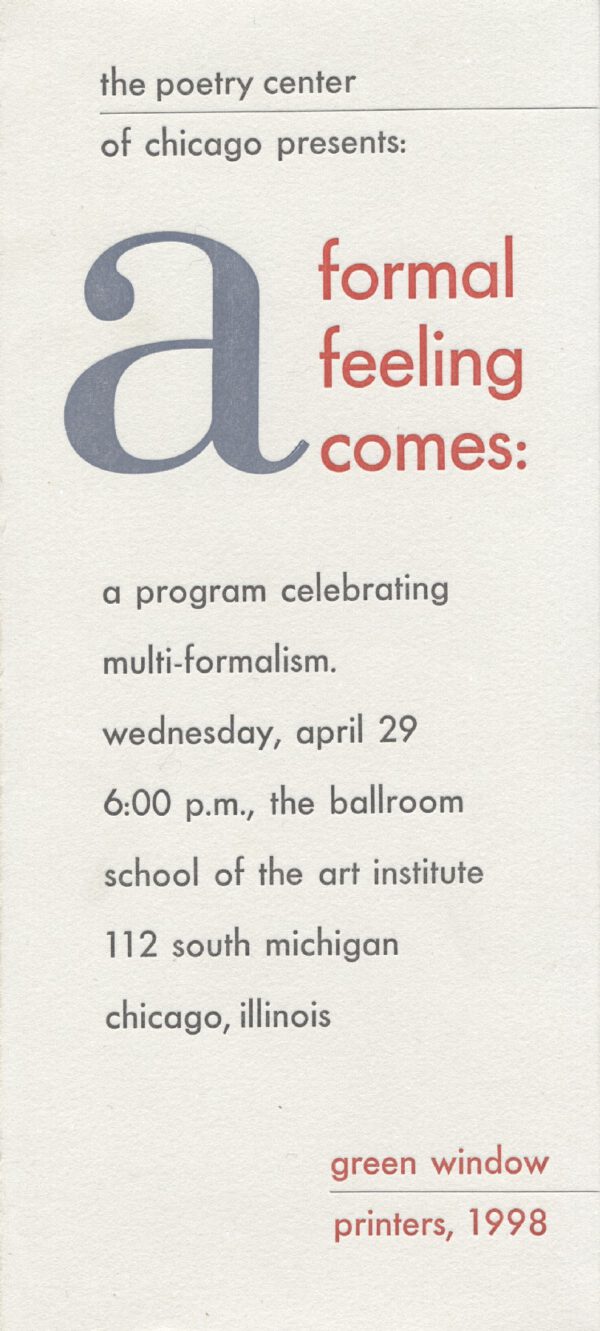 Series: A Formal Feeling Comes