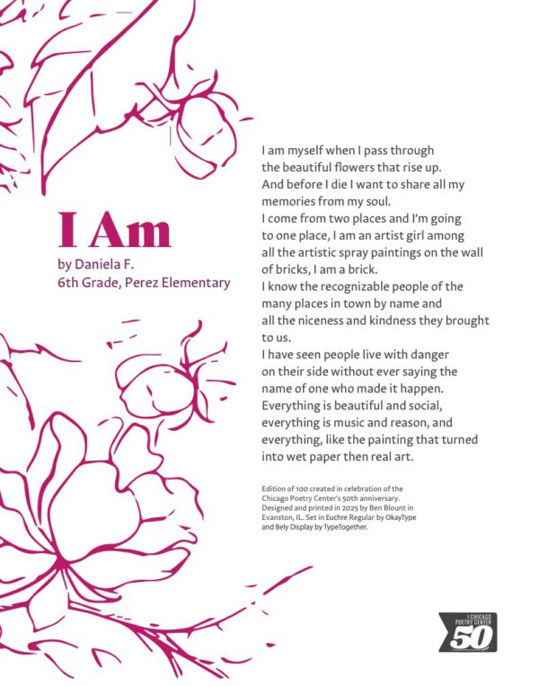 CPC Student Broadside by Daniela F.: I Am