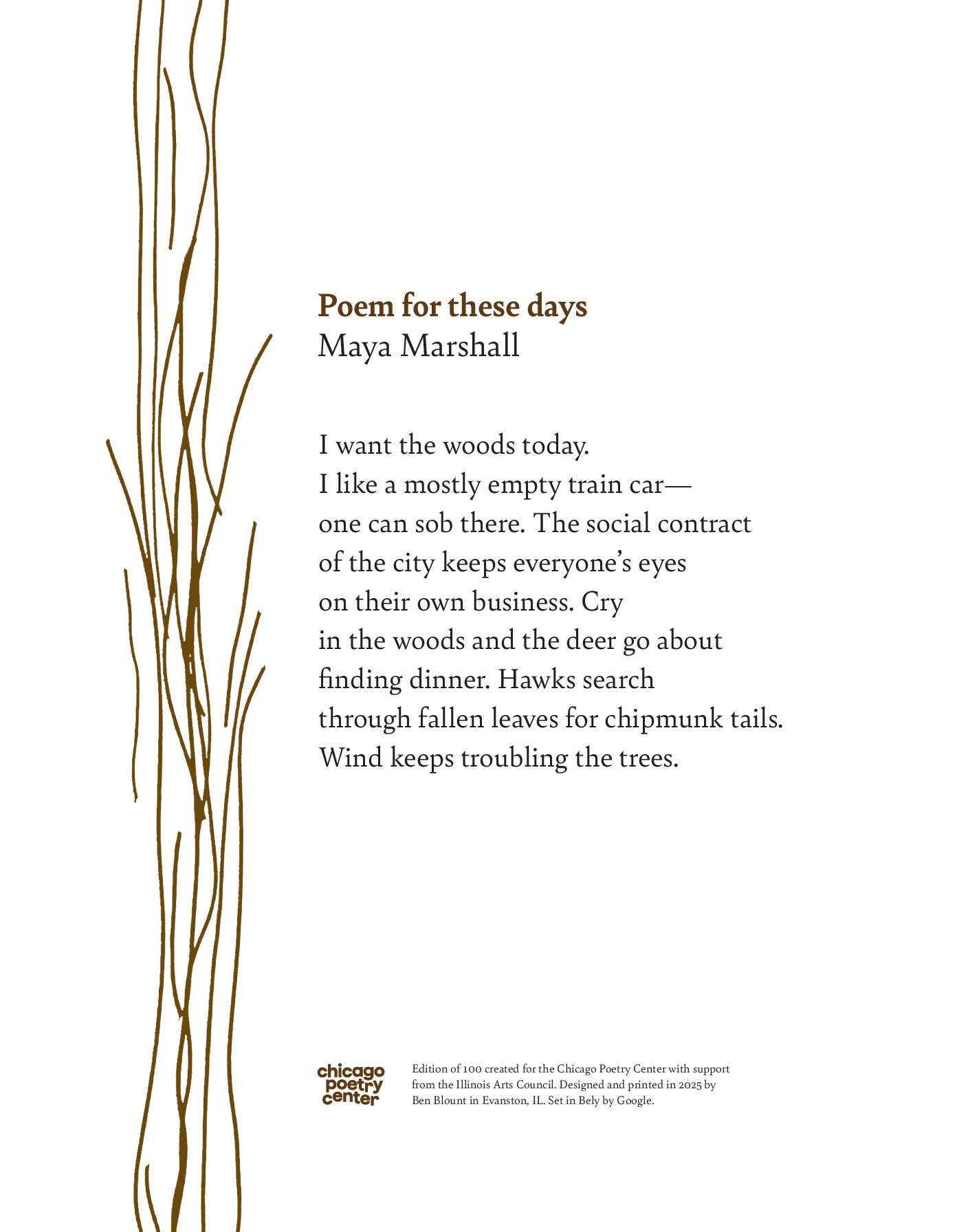 Poem for these days by Maya Marshall